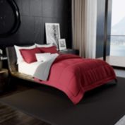 Jacler 3-Piece Lightweight Reversible All Season Down Alternative Comforter 1800 Thread Count Set  - King - Burgundy/Dark Gray