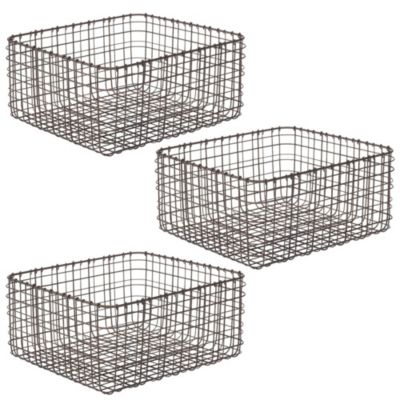 mDesign Bedroom Metal Basket Bin for Storage & Organizing  - 3 Pack