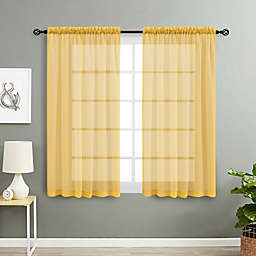 Kate Aurora Living 2 Pack Basic Home Rod Pocket Sheer Voile Window Curtains - 52in. W x 45in. L, Gold