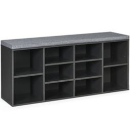 Slickblue 10-Cube Organizer  Entryway Padded Shoe Storage Bench