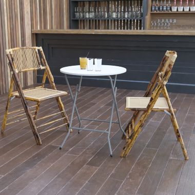 Flash Furniture Elon 2-Foot Round Granite White Plastic Folding Table. View a larger version of this product image.