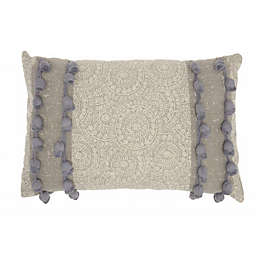 HomeRoots Home Decor. Gray Rectangular Embellished Throw Pillow.