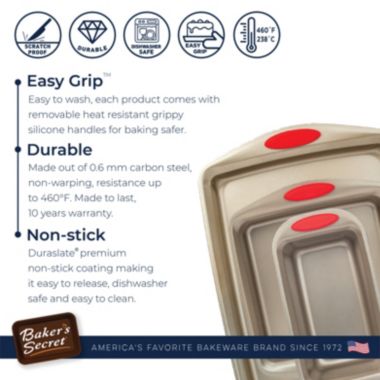 Baker's Secret 2x Pure Natural Aluminum Cookie Sheet, 15", Commercial Grade Baking Tray, Extra-Durable. View a larger version of this product image.