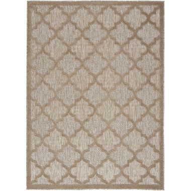 Nourison Easy Care 5' x 7' Natural Beige Trellis Rug. View a larger version of this product image.