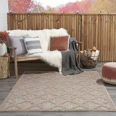 Nourison Easy Care 5' x 7' Natural Beige Trellis Rug. View a larger version of this product image.
