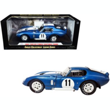Carfaxo 1965 Shelby Cobra Daytona Coupe #11 Blue Metallic with White Stripes 1/18 Diecast Model Car by Shelby Collectibles. View a larger version of this product image.