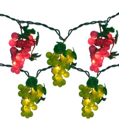 Northlight 5-Count Red and Green Grape Cluster String Light Set, 8ft Brown Wire. View a larger version of this product image.
