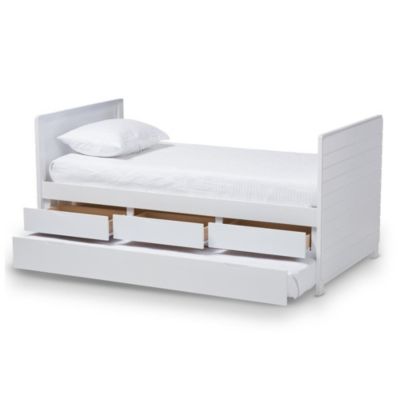 Baxton Studio Linna Modern And Contemporary White-Finished Daybed With Trundle - White