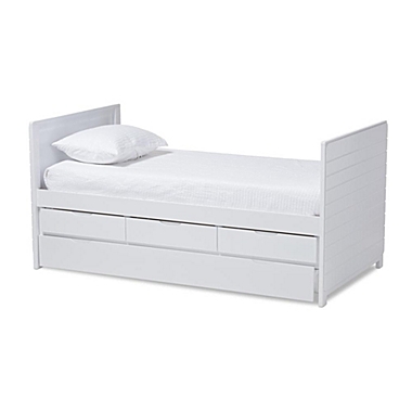 Baxton Studio Linna Modern And Contemporary White-Finished Daybed With Trundle - White. View a larger version of this product image.