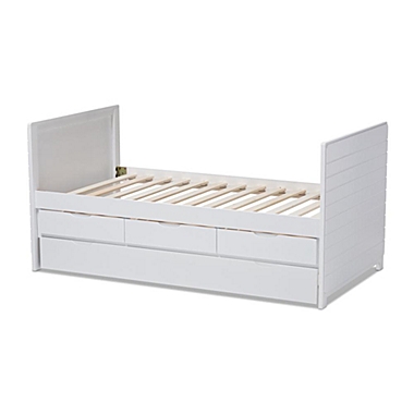 Baxton Studio Linna Modern And Contemporary White-Finished Daybed With Trundle - White. View a larger version of this product image.