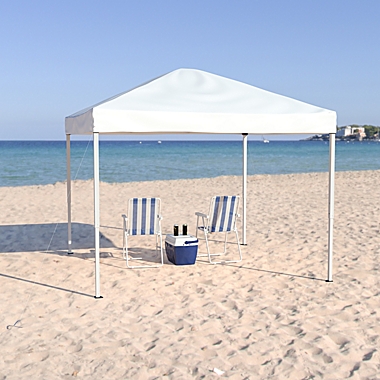 Emma and Oliver 10&#39;x10&#39; White Weather Resistant Easy Pop Up Event Straight Leg Instant Canopy Tent. View a larger version of this product image.