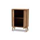 Alternate image 1 for Baxton Studio Alina Mid-Century Modern Medium Oak Finished Wood and Rattan 2-Door Accent Storage Cabinet