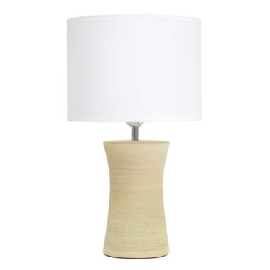 Simple Designs Home Decorative Indoor Modern 9.5"L x 9.5"W x 16.5"H Ceramic Hourglass Table / Desk Lamp - Beige. View a larger version of this product image.
