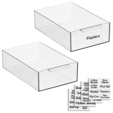 mDesign Modern Plastic Deep Drawer Organizer for Bath + 32 Labels. View a larger version of this product image.