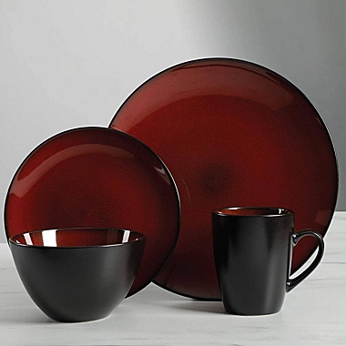 Gibson Soho Lounge Round 16-Piece Dinnerware Set, Burgundy. View a larger version of this product image.