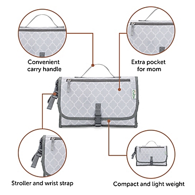 Baby Portable Changing Pad, Diaper Bag, Travel Mat Station by Comfy Cubs (Grey Pattern, Large). View a larger version of this product image.