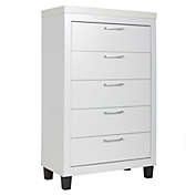 Better Home Products Better Home Products Elegant 5 Drawer Chest of Drawers for Bedroom in White