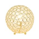 Alternate image 1 for Lalia Home Elipse Medium 8" Contemporary Metal Crystal Round Sphere Glamourous Orb Table Lamp For Living Room, Bedroom, Entryway, Office, Foyer, Home Decor, Gold