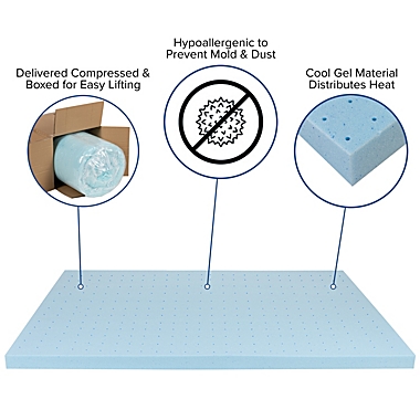 Emma + Oliver 3&quot; Cool Gel Infused Cooling Memory Foam Mattress Topper - Queen. View a larger version of this product image.