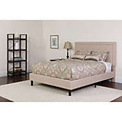 Flash Furniture Roxbury Twin Size Tufted Upholstered Platform Bed in Beige Fabric with Pocket Spring Mattress