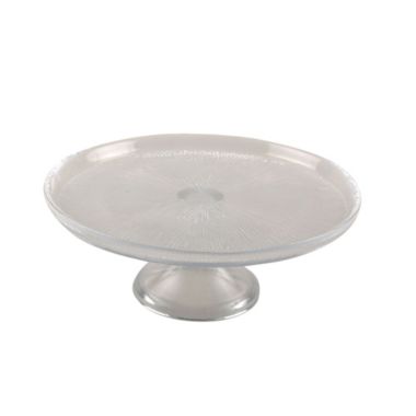 BIDK Home 7.5" Clear White Glass Round Cake Plate Small. View a larger version of this product image.