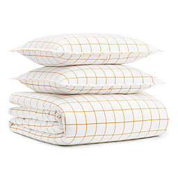 Standard Textile Home - Flannel Duvet Set, White/Ochre, Twin/Twin XL