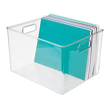 mDesign Plastic Storage Bin with Handles for Home Office - Clear. View a larger version of this product image.