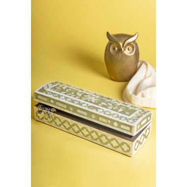 GAURI KOHLI Jodhpur Mother of Pearl Decorative Box - Beige, 12". View a larger version of this product image.