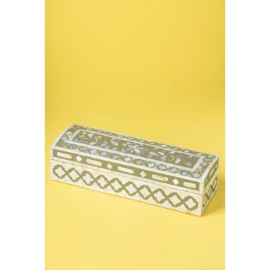 GAURI KOHLI Jodhpur Mother of Pearl Decorative Box - Beige, 12". View a larger version of this product image.