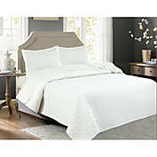 Legacy Decor 3 PCS Squared Stitched Pinsonic Reversible Lightweight All Season Bedspread Quilt Coverlet Oversized, King Size, White Color