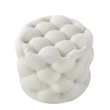 Inspired Home Marianna Tufted Allover Upholstered Round Ottoman. View a larger version of this product image.