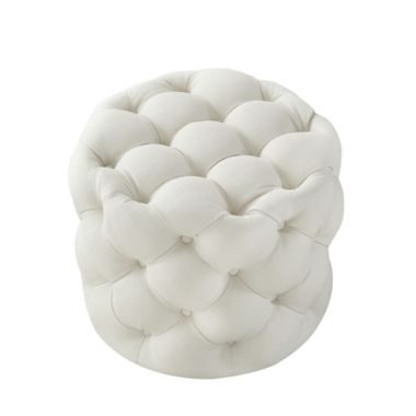 Inspired Home Marianna Tufted Allover Upholstered Round Ottoman. View a larger version of this product image.