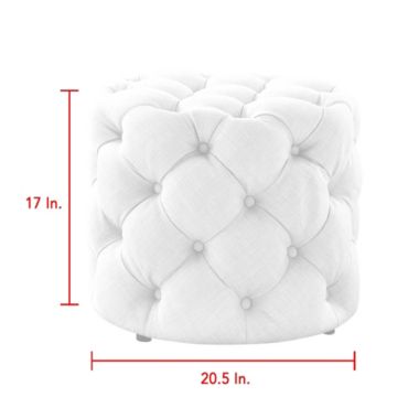 Inspired Home Marianna Tufted Allover Upholstered Round Ottoman. View a larger version of this product image.