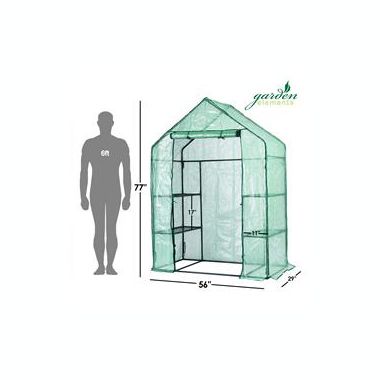 Garden Elements Personal Plastic Indoor/Outdoor Standing Greenhouse For Seed Starting and Propagation, Frost Protection (Green, Medium, 56in x 29in x 77in). View a larger version of this product image.