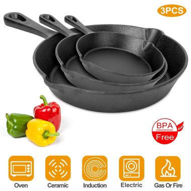 Eggracks By Global Phoenix Seasoned Cast Iron Skillet Set  Non-Stick Oven Safe Cookware Heat. View a larger version of this product image.