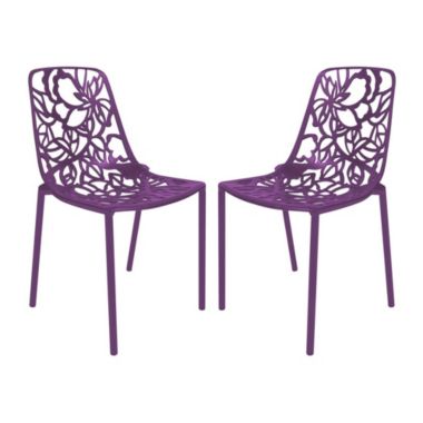 LeisureMod Modern Devon Aluminum Chair, Set of 2 - Purple. View a larger version of this product image.