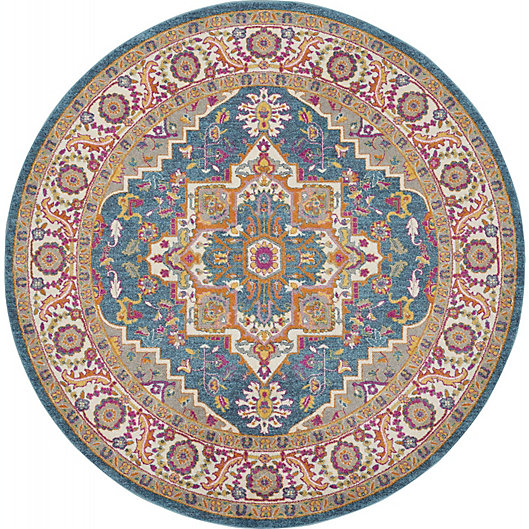 Nourison Passion Psn20 Teal Multicolor, Round Rug Teal Multi