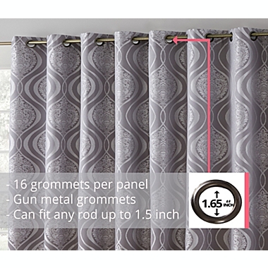 THD Sophia Damask 100% Complete Full Blackout Thermal Insulated Extra Wide Grommet Curtain Panel for Sliding Glass Patio Door - Energy Savings & Soundproof - 100 W x 84 L. View a larger version of this product image.