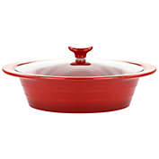 Crockpot Appleton 2 Quart Oval Stoneware Casserole Dish in Red with Glass Lid
