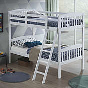 Gymax Wood Hardwood Twin Bunk Beds Convertible into 2 Individual Kid Bed Ladder White