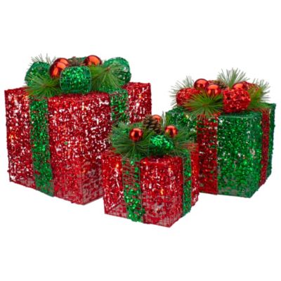Details about   Christmas Lighted Boxes Set of 3 Light Up 60 LED Outdoor Present Gift Box Decor 