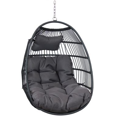 Medisch gaan beslissen Ingang Sunnydaze Outdoor Resin Wicker Julia Hanging Basket Egg Chair Swing with  Cushions and Headrest - Gray - 2pc | Bed Bath & Beyond