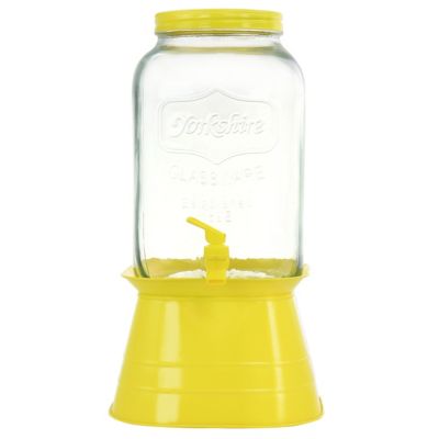 Gibson Home Chiara 2 Gallon Mason Cold Drink  Dispenser with Yellow Metal Base and Lid
