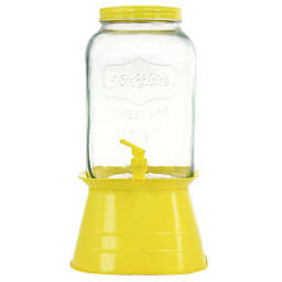 Gibson Home Chiara 2 Gallon Mason Cold Drink  Dispenser with Yellow Metal Base and Lid