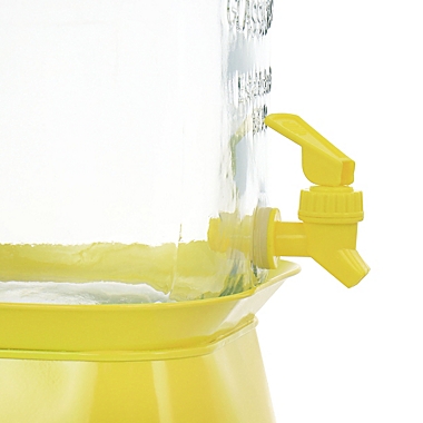 Gibson Home Chiara 2 Gallon Mason Cold Drink  Dispenser with Yellow Metal Base and Lid. View a larger version of this product image.