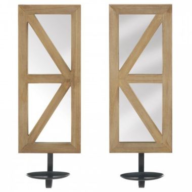 Accent Plus Mirrored Wood Candle Sconce Set. View a larger version of this product image.