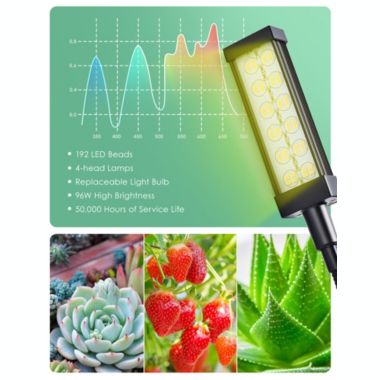Garden Elements 4 Heads 96W LED Grow Light Growing Lamp for Indoor Plant Hydroponics, Black. View a larger version of this product image.