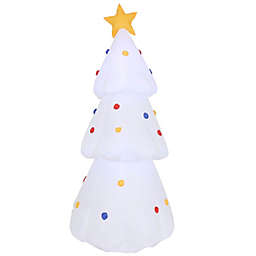 Sunnydaze 6' Self-Inflatable White Christmas Tree Outdoor Winter Holiday Lawn Decoration with LED Lights