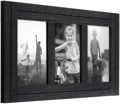 Rustic Midnight Black 4 x 6 Stitched Leather and Glass Tabletop Picture Frame 