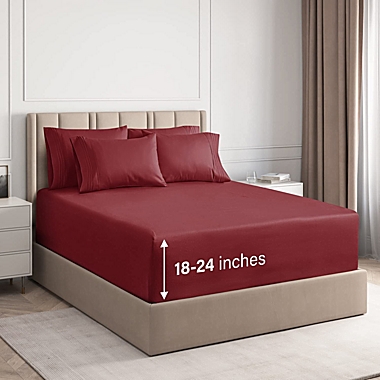 CGK Unlimited 6 Piece Extra Deep Pocket Microfiber Sheet Set - Queen - Burgundy. View a larger version of this product image.